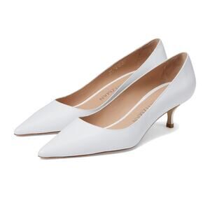 Stuart Weitzman Womens Stuart Kitten Pump White 8.5 B